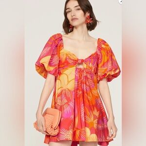 FARM Rio Vibrant Pink and Orange Dress